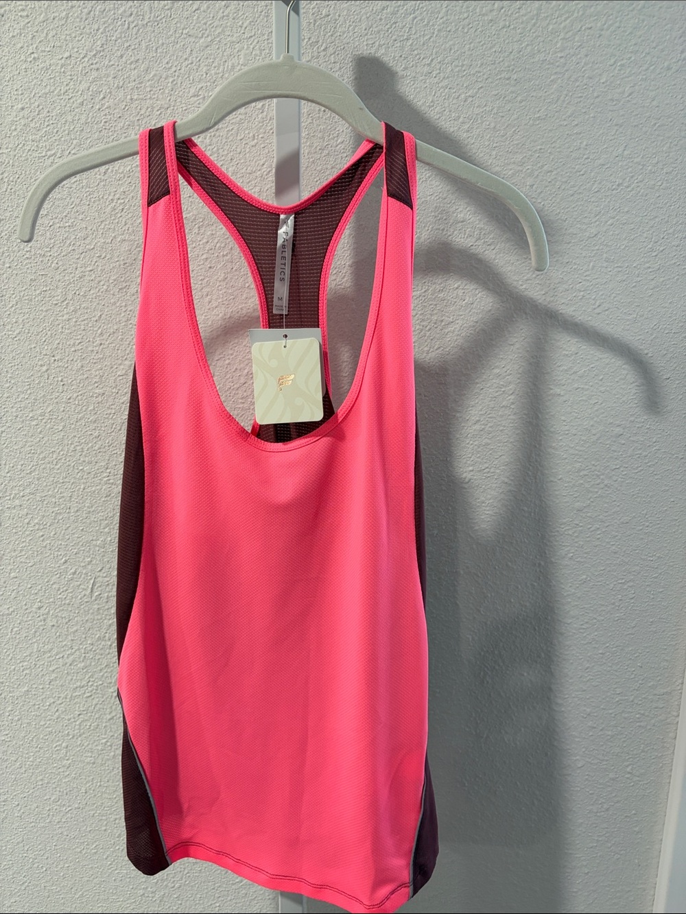Fabletics Neon Pink Racerback Tank with Dark Trim